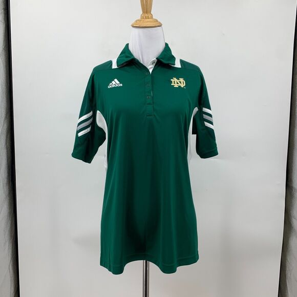 Adidas Notre Dame Polo Shirt Womens M Medium Green Scorch Climacool Short Sleeve - Picture 2 of 12